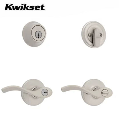 Kwikset - 690BL  - Balboa Security Set - Deadbolt Keyed One Side - Round Rose - 15 - Satin Nickel - Keyed Entry - Grade 3 - UHS Hardware