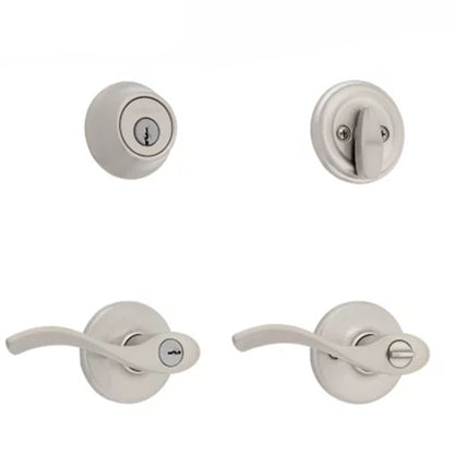 Kwikset - 690BL  - Balboa Security Set - Deadbolt Keyed One Side - Round Rose - 15 - Satin Nickel - Keyed Entry - Grade 3 - UHS Hardware