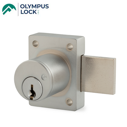 Olympus - 700S - Cabinet Door Deadbolt Lock - Key Retaining - S Series Schlage C Keyway - Optional Cylinder Length - Satin Chrome - Optional Keying - Optional Handing - Grade 1 - UHS Hardware