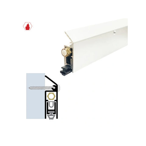 Legacy Manufacturing - 7123 - Surface Automatic Door Bottom - 19/32" x 2" - White Powder Coat - Optional Length
