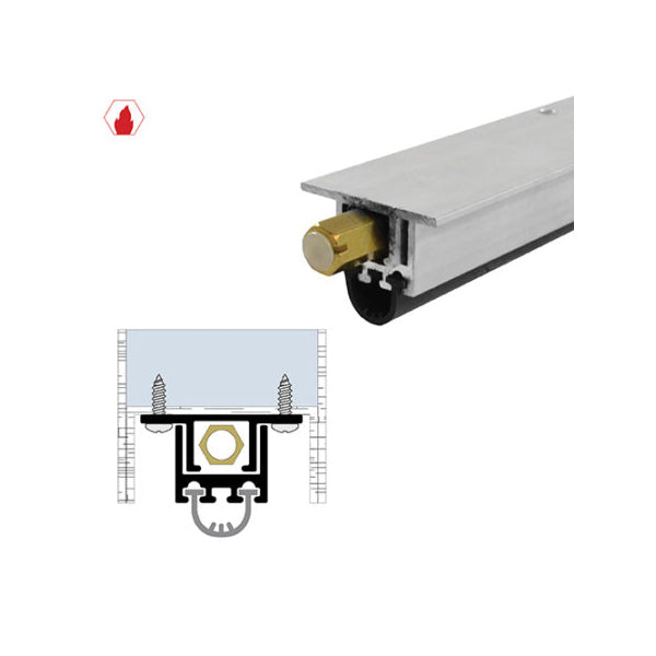 Legacy Manufacturing - 71553 - Concealed Automatic Door Bottom - 1-3/8" x 3/4" - Mill Aluminum - Optional Length