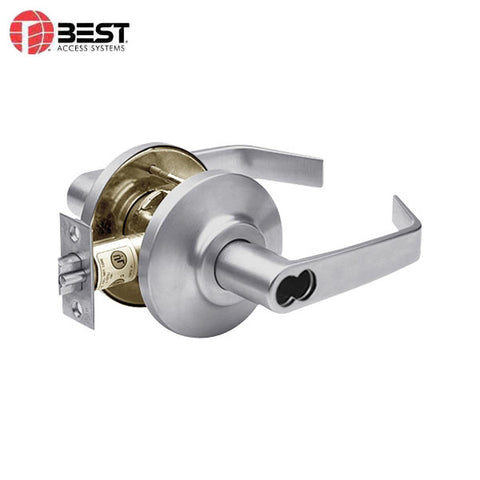BEST - 7KC3-7D15D-LC-S3 - Storeroom Cylindrical Lock - Fire Rated - 15 Lever - SFIC Less Core - Satin Chrome - Grade 2 - UHS Hardware