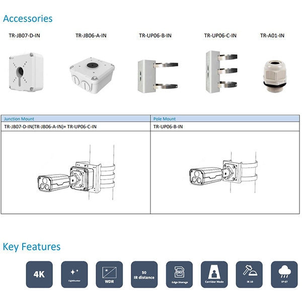 Uniview / IP Cameras / Bullet / 2.8-12mm AF Automatic Focusing and Motorized Zoom Lens / 8MP / Smart IR / IP67 / IK10 / WDR / UNV-2328SB-DZK-I0 - UHS Hardware