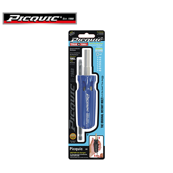 PICQUIC - True Torx - Multi-Bit Screwdriver - 7 Pcs - T-10, T-15, T-20, T-25, T-27, T-30, T-40 - UHS Hardware