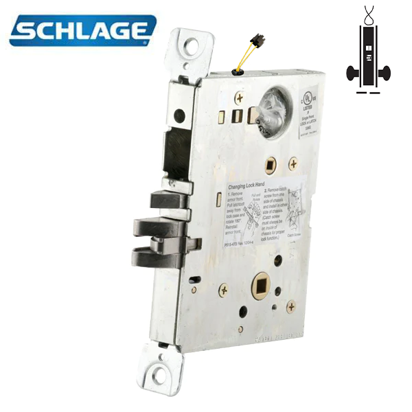 Schlage - L9090EU - Electrified Mortise Lock with Latchbolt - Lock Body Only - Request To Exit - Fail Secure - 1-3/4" Frame - Auto Detects 12/24 V DC - Satin Chrome - Grade 1 - UHS Hardware