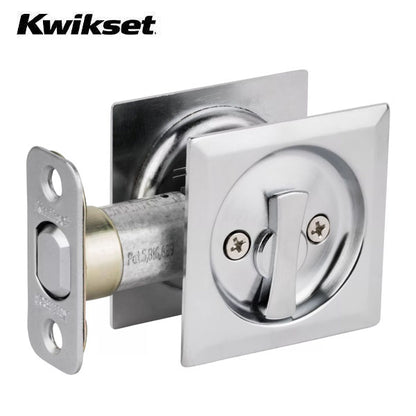 Kwikset - 93350 - Square  Pocket Door Lock - Privacy - 26D - Satin Chrome - UHS Hardware