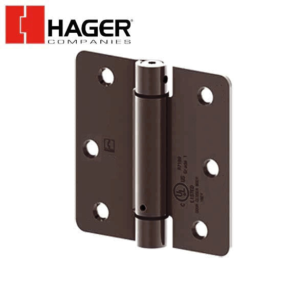 Hager - 1751 - Round Corner 1/4" Radius - Spring Hinge with Fasteners - Optional Size - Optional Finish