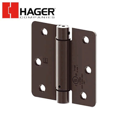 Hager - 1751 - Round Corner 1/4" Radius - Spring Hinge with Fasteners - Optional Size - Optional Finish