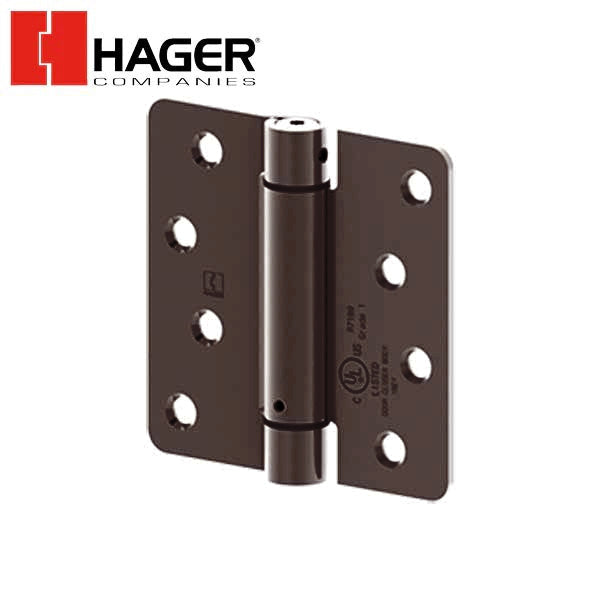 Hager - 1751 - Round Corner 1/4" Radius - Spring Hinge with Fasteners - Optional Size - Optional Finish