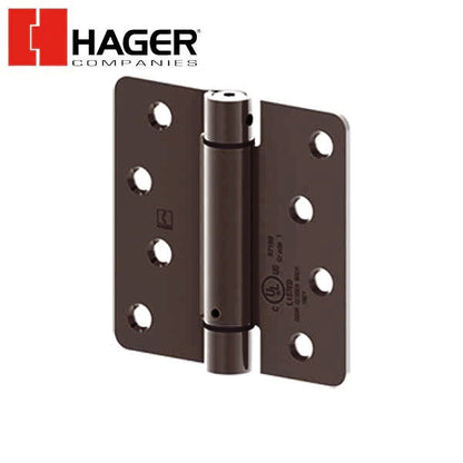 Hager - 1751 - Round Corner 1/4" Radius - Spring Hinge with Fasteners - Optional Size - Optional Finish