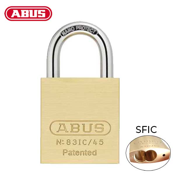 Abus - 83IC/45 B - Premium Loaded Brass Padlock - S2 - SFIC Interchangeable Core - 1-27/32" Width - 1" Shackle - UHS Hardware