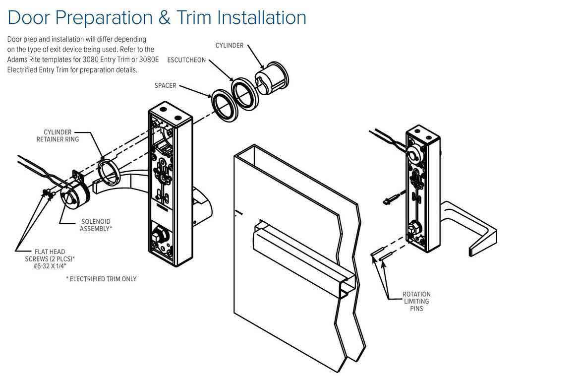 Adams Rite - 3080 - Narrow Stile - Entry Lever Trim - Satin stainless ...