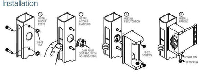 Adams Rite - 4590 - Deadlatch Paddle Handle -  Pull to Left -  1-3/4" Door - Aluminum Anodized - for  4300/4500/4900 Deadlatches - UHS Hardware
