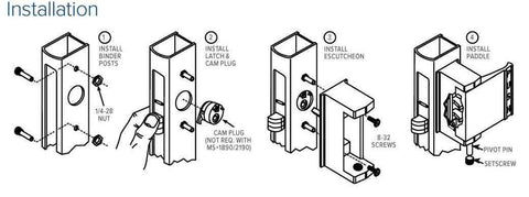 Adams Rite - 4590 - Deadlatch Paddle Handle -  Push to Left -  1-3/4" Door - Aluminum Anodized - for  4300/4500/4900 Deadlatches - UHS Hardware
