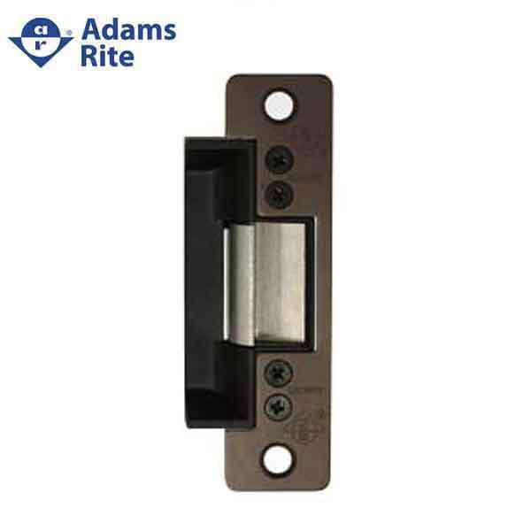 Adams Rite - 7100 - Electric Strike for Adams Rite & Cylindrical Locks -  Anodized Dark Bronze - Fail Secure - 1-1/4" x 4-7/8" Flat Radius Plate -  24VDC - UHS Hardware