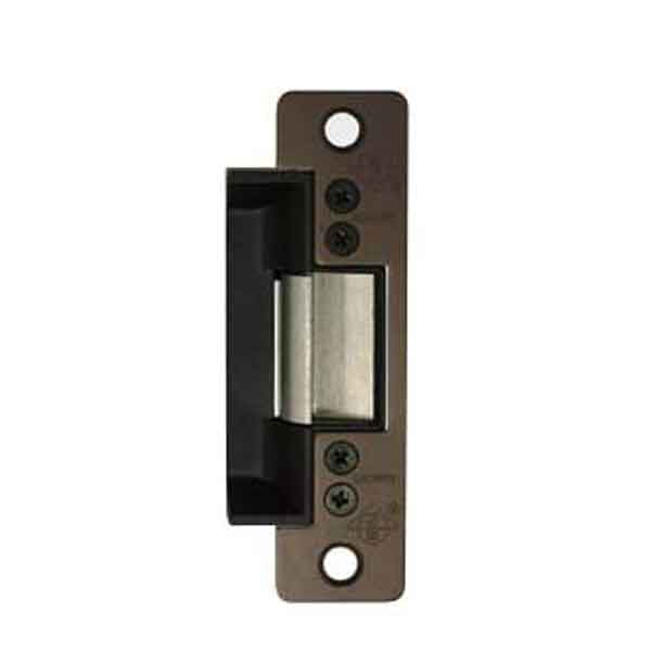 Adams Rite - 7100 - Electric Strike for Adams Rite & Cylindrical Locks -  Anodized Dark Bronze - Fail Secure - 1-1/4" x 4-7/8" Flat Radius Plate - 12VDC - UHS Hardware