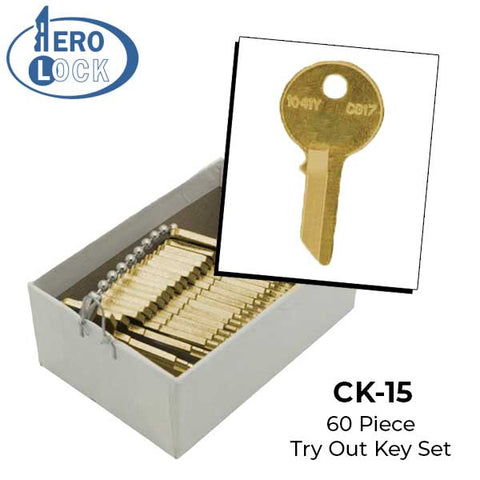 AeroLock - CK15 - Chicago File Cabinet Series - All Locks Try-Out Key Set - 1041Y - 60 Keys - UHS Hardware