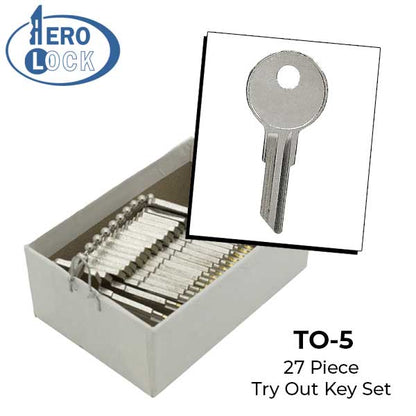 AeroLock - TO-5 - Chrysler 1969+ - Glove Box Locks Try-Out Set - Y151 - 27 Keys - UHS Hardware