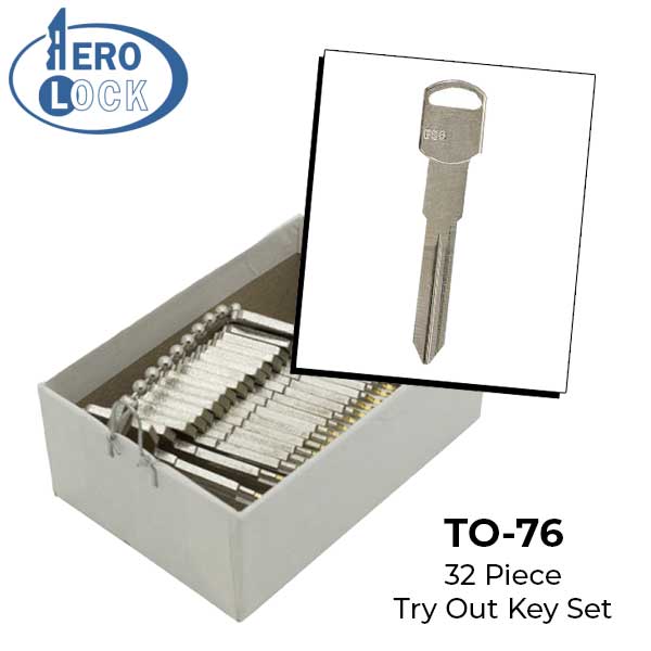 AeroLock - TO-76 - GM 1995-1996 - Door Locks Try-Out Key Set - B86 - 32 Keys - UHS Hardware