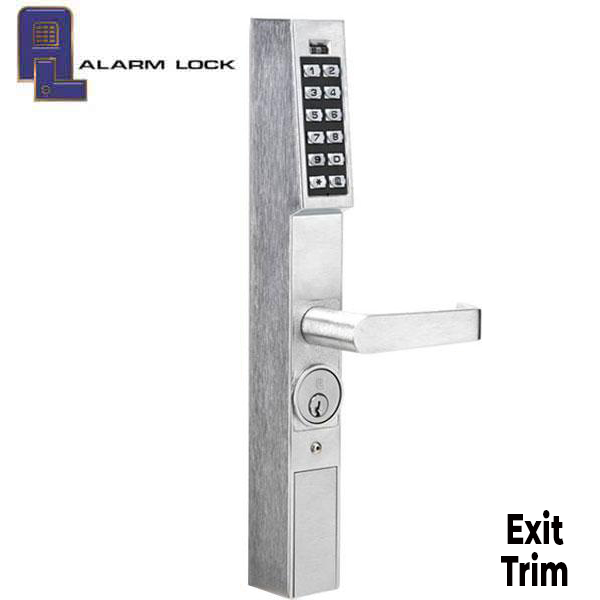 Alarm Lock Trilogy - DL1200ET - Narrow Stile Keypad Exit Lever Lock - 26D - Satin Chrome - Grade 1 - UHS Hardware