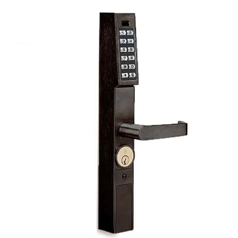 Trilogy DL1200ET Narrow-Stile Pushbutton Exit Trim Lever Lock / Oil Rubbed Bronze - 10B (Alarm Lock) - UHS Hardware