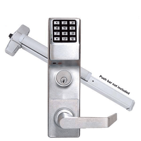 Alarm Lock Trilogy - ETDL27S1G - T2 Series Panic Exit Trim Keypad Digital Lock w/ Audit Trail - 26D - Satin Chrome - UHS Hardware