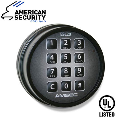 American Security - ESL20 - Electronic Safe Lock - Keypad - UL Listed - Black - UHS Hardware