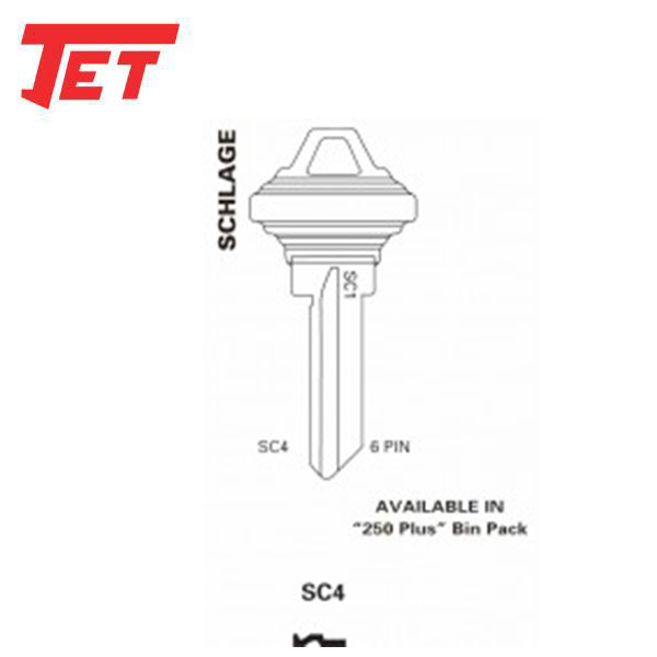 Sc4 Control Key JET - SC4-250 - Schlage - 6-Pin Key Blank - Nickel Plated - 250 Pack ...