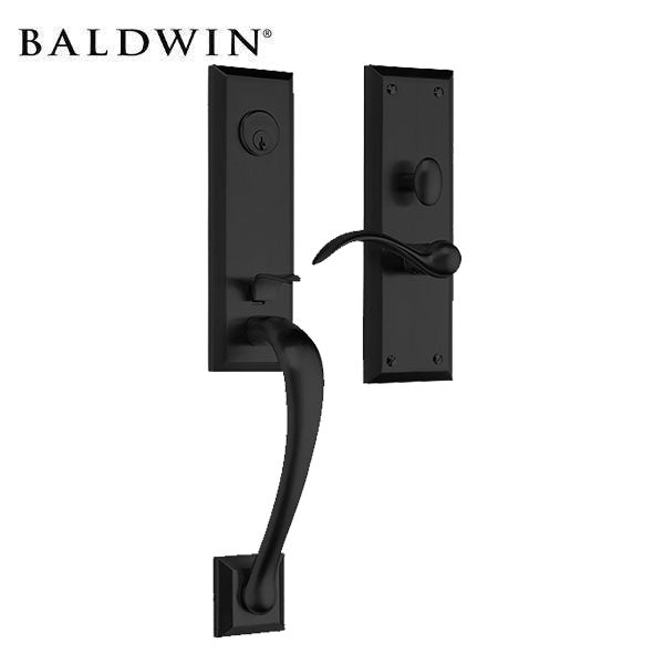 Baldwin Estate - M502- Cody Mortise Trim Handleset - Optional Backset - Single Cylinder - 190 -  Satin Black - Entrance - Grade 2 - UHS Hardware