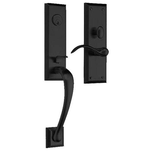 Baldwin Estate - M502- Cody Mortise Trim Handleset - Optional Backset - Single Cylinder - 190 -  Satin Black - Entrance - Grade 2 - UHS Hardware