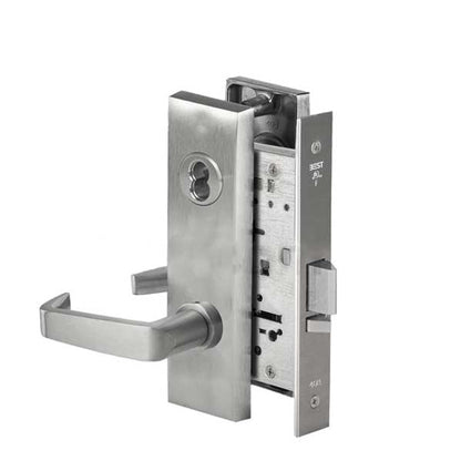 BEST - 45H7D15M - Mortise Lock - Storeroom - 15 Lever - M Escutcheon - SFIC Less Core - 626 - Satin Chrome Finish - Non-handed - Grade 1 - UHS Hardware