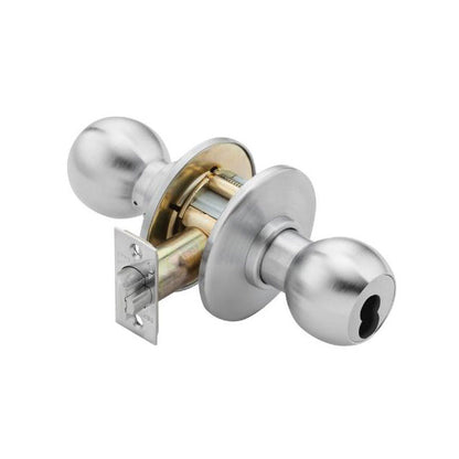 BEST - 8K37AB4CSTK626 - Cylindrical Lock - Entrance - 2-3/4" Backset - Knob - C-Rose - SFIC Less Core - Fire Rated - Satin Chrome - Grade 1 - UHS Hardware