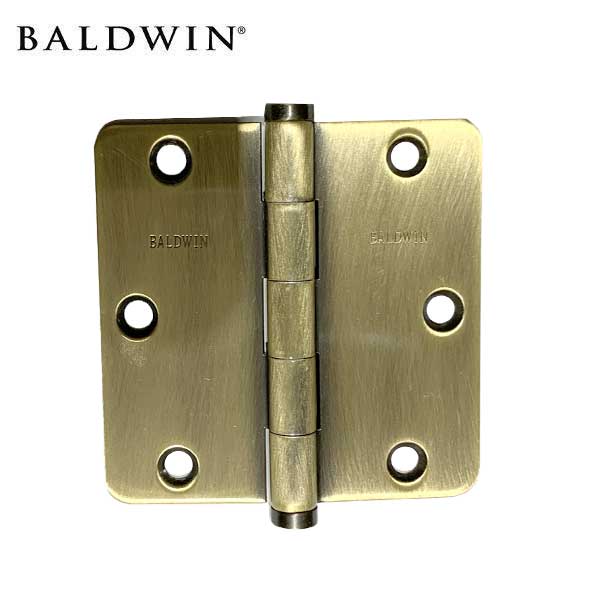Baldwin - 1435.050.I - 1/4" Radius Corner Hinge - 3.5" x 3.5" - 050 - Satin Brass & Black - UHS Hardware