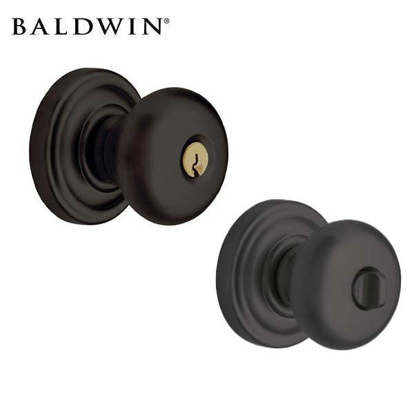 Baldwin Estate - 5205 Classic Knob Set - 5048 Circle Rose - Optional Finish - Entrance - Grade 2 - UHS Hardware