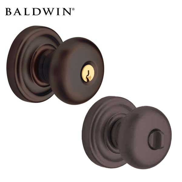 Baldwin Estate - 5205 Classic Knob Set - 5048 Circle Rose - Optional Finish - Entrance - Grade 2 - UHS Hardware