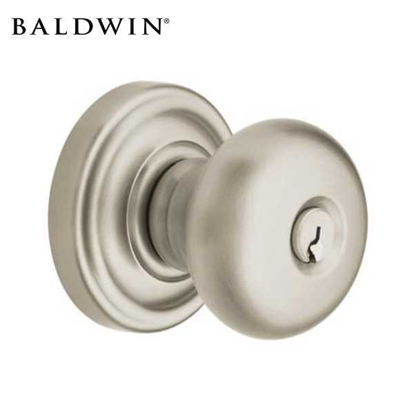 Baldwin Estate - 5205 Classic Knob - 5048 Circle Rose - 150 - Satin Nickel - Entrance - Grade 2 - UHS Hardware
