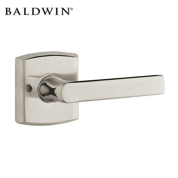 Baldwin Reserve - 5485V - Soho Lever Set - R026 Squared Rose - 056 - Lifetime Satin Nickel - Full Dummy - Reversible Handing - UHS Hardware