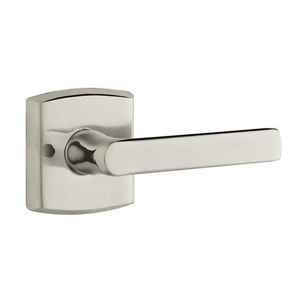 Baldwin Reserve - 5485V - Soho Lever Set - R026 Squared Rose - 056 - Lifetime Satin Nickel - Full Dummy - Reversible Handing - UHS Hardware