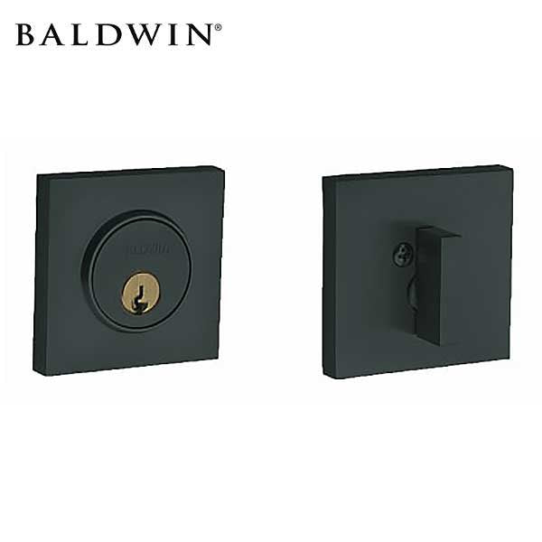 Baldwin Estate - 8220 Santa Monica Contemporary Square Deadbolt - Singl Cyl - 190 - Satin Black - Grade 2 - UHS Hardware