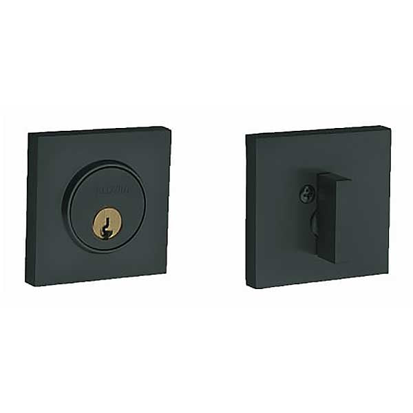 Baldwin Estate - 8220 Santa Monica Contemporary Square Deadbolt - Singl Cyl - 190 - Satin Black - Grade 2 - UHS Hardware