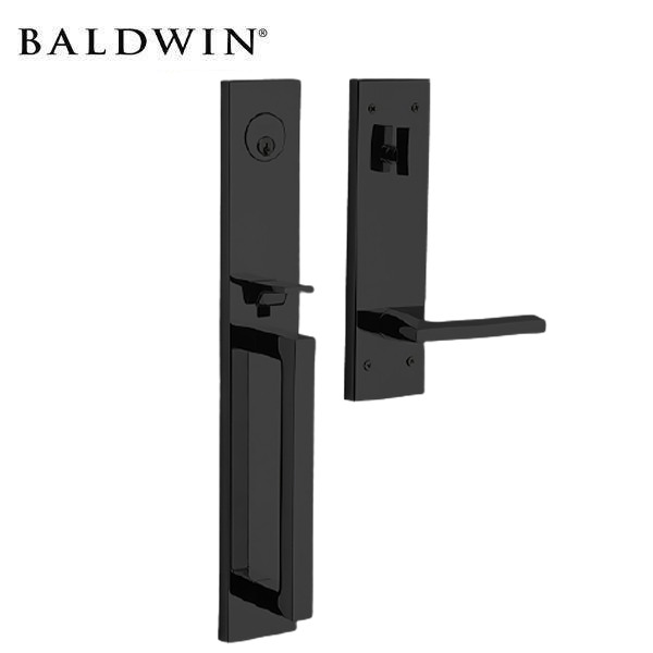 Baldwin Estate Evolved - 85392.LFD - Minneapolis Escutcheon Full Handleset - Singl Cyl - Full Dummy - 190 - Satin Black - Grade 2 - LH - UHS Hardware
