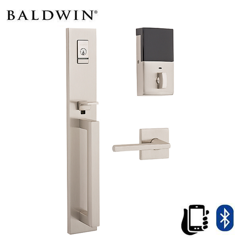 Baldwin Estate Evolved - 85392.BLENT - Minneapolis Escutcheon Full Handleset - Singl Cyl - Bluetooth - 150 - Satin Nickel - Grade 2 - LH - UHS Hardware