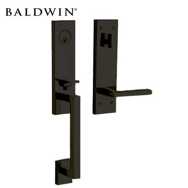 Baldwin Estate - 85391.RENT - Minneapolis 3/4 Escutcheon Handleset - Singl Cyl - 190 - Satin Black - Grade 2 - RH - UHS Hardware