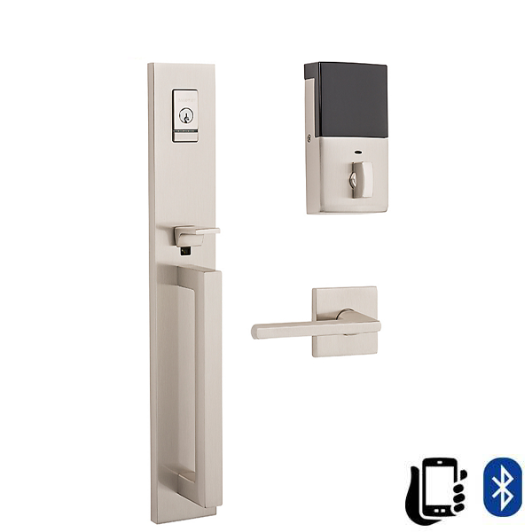 Baldwin Estate Evolved - 85392.BLENT - Minneapolis Escutcheon Full Handleset - Singl Cyl - Bluetooth - 150 - Satin Nickel - Grade 2 - LH - UHS Hardware