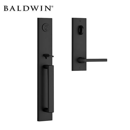 Baldwin Reserve - Santa Cruz Contemporary Handleset with Square Lever - Emergency Egress - Right Handed Field Reversible - "C" Keyway - 190 - Satin Black - Grade 2