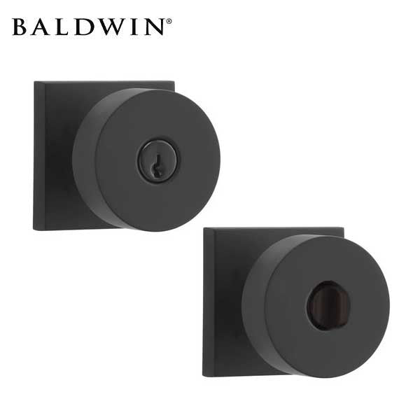 Baldwin Reserve - EN.CON.CSR - Contemporary  Knob - Square Rose - 190 - Satin Black - Entrance - Grade 2 - UHS Hardware