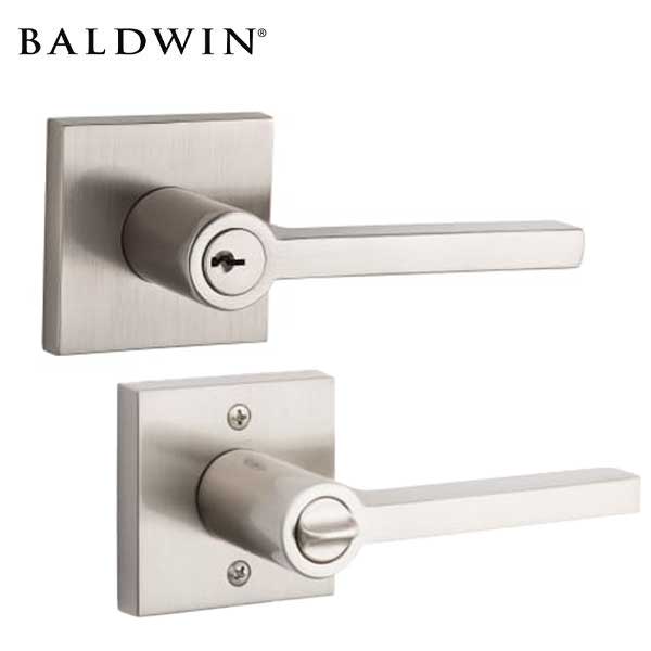 Baldwin Reserve - EN.SQU.CSR - Contemporary Square Lever - Square Rose - 150 - Satin Nickel - Entrance - Grade 2 - RH - UHS Hardware
