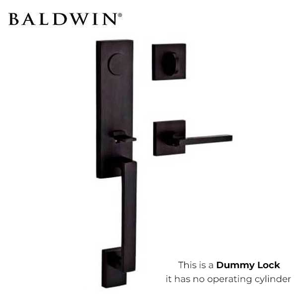 Baldwin Reserve - Seattle Contemporary Lever Handleset - Full Dummy - Contemporary Square Rose - 190 - Satin Black - Grade 2 - LH - UHS Hardware