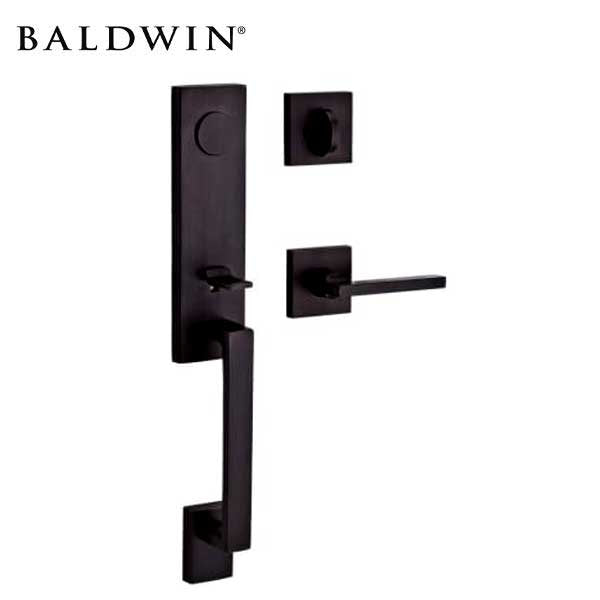 Baldwin Reserve - Seattle Contemporary Lever Handleset - Full Dummy - Contemporary Square Rose - 190 - Satin Black - Grade 2 - LH - UHS Hardware