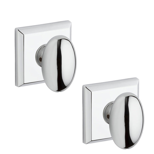 Baldwin - Ellipse Knob Set - Square Rose - Polished Chrome - Passage / Privacy - Grade 2